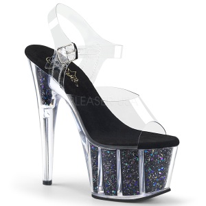 Black 18 cm ADORE-708CG glitter platform high heels shoes