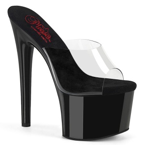 Black 20 cm PASSION-701 Exotic stripper high heel mules