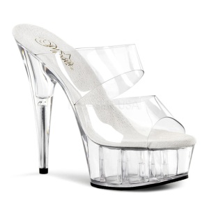 Transparent 15,5 cm Pleaser DELIGHT-602 Platform Mules Shoes