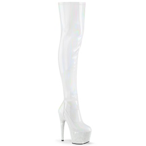 White 18 cm BEJ-3000-7 Hologram exotic pole dance overknee boots