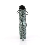 ADORE - 18 cm pleaser high heels ankle boots snake pattern green