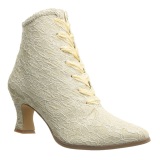 Beige 12 cm VICTORIAN-30 Lace Up Ankle Calf Women Boots