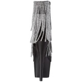 Black 18 cm ADORE-1024RSF womens fringe ankle boots high heels