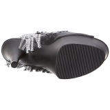 Black 18 cm ADORE-1024RSF womens fringe ankle boots high heels