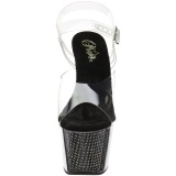 Black 18 cm ADORE-708SRS High Heeled Sandal Rhinestone Platform