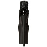 Black Lace Fabric 20 cm FLAMINGO-896LC Lace Up Ankle Calf Women Boots