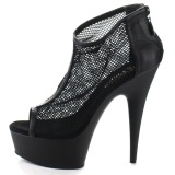 Black Mesh 15 cm Pleaser DELIGHT-600-12 Platform Ankle Calf Boots