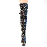 Black Sequins 15 cm DELIGHT-3004 Pleaser Overknee Boots