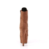Brown Leatherette 18 cm ADORE-1020FS lace up ankle boots