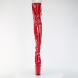 Patent 20 cm FLAMINGO-3850 Red overknee boots with laces
