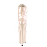 Patent 20 cm XTREME-1020 Beige lace up high heels ankle boots