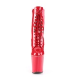Patent 20 cm XTREME-1020 Red lace up high heels ankle boots