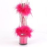 Pink 18 cm ADORE-724F exotic pole dance high heel sandals with feathers