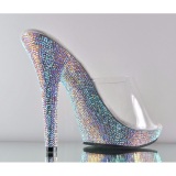 Transparent 13 cm LIP-101DM Mules Strass Heels