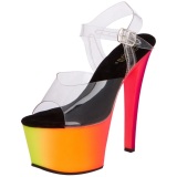 Transparent 18 cm RAINBOW-308UV High Heeled Sandal Neon Platform