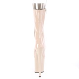 Vegan 20 cm FLAMINGO-1051 Exotic platform peep toe boots beige