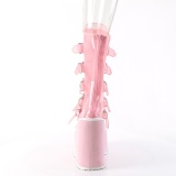 Vinyl 14 cm SWING-C emo calf-high women boots platform with buckles rose