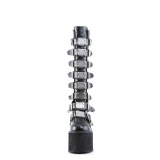 Wedge 14 cm S815 women boots platform with buckles black PU