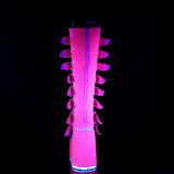 Wedge 14 cm S815 women boots platform with buckles rose neon