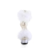 White 15 cm DELIGHT-624F exotic pole dance high heel sandals with feathers