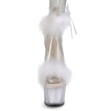 White 18 cm ADORE-724F exotic pole dance high heel sandals with feathers